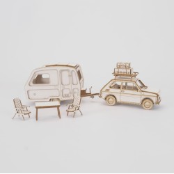 Fiat 126p + przyczepa N126 + dodatki skala 1:43 - model wycięty laserowo