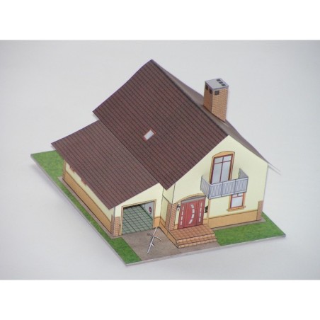 Model kartonowy Dom z garażem 1:120