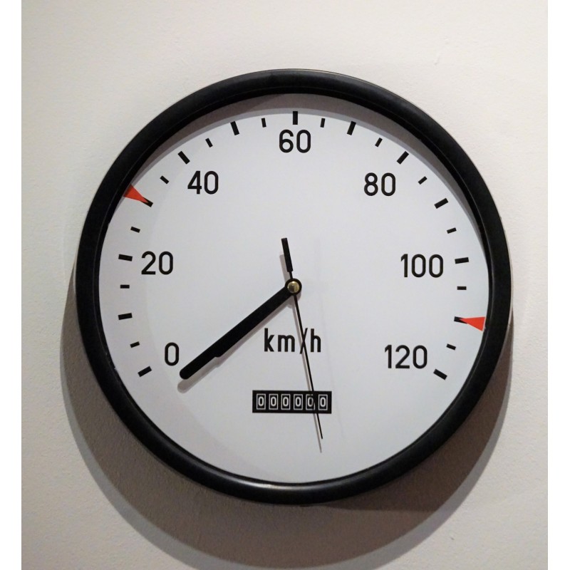 Zegar stylizowany na kolejowy prędkościomierz HASLER