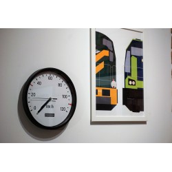 Zegar stylizowany na kolejowy prędkościomierz HASLER