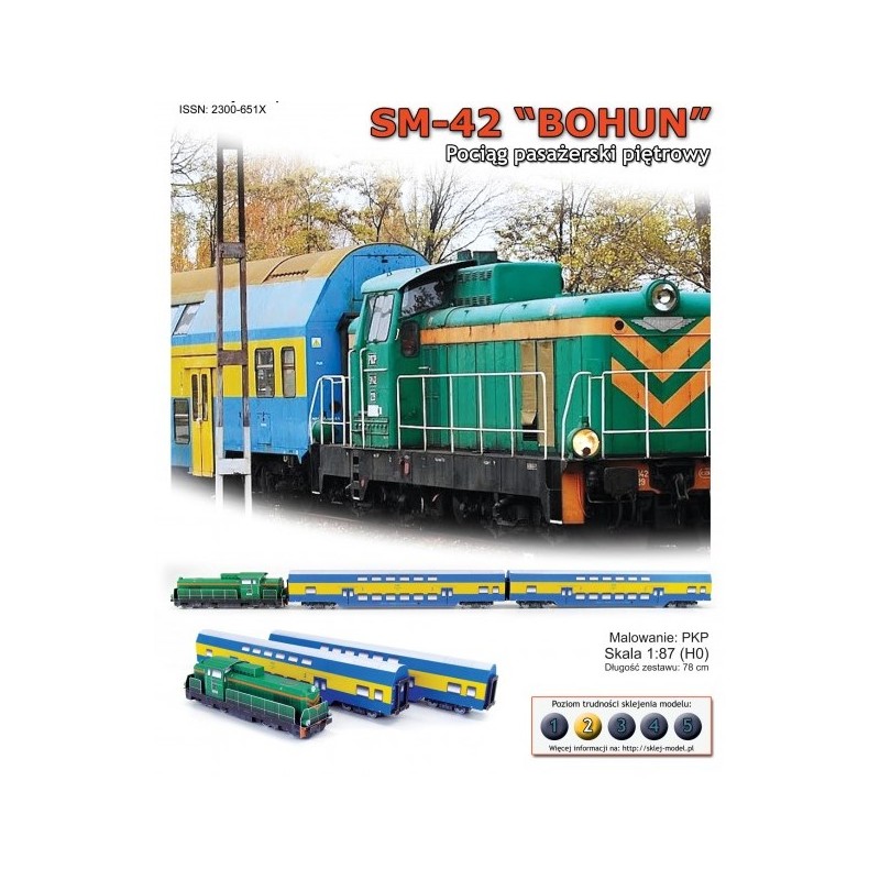 Model kartonowy Pociąg SM42 "BOHUN" Wagony piętrowe