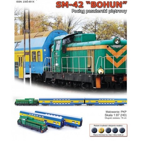 Model kartonowy Pociąg SM42 "BOHUN" Wagony piętrowe