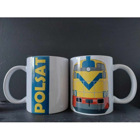 Kubek dla kolejarza z lokomotywą manewrową SU42 POLSAT