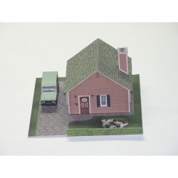 Model kartonowy Dom z samochodem